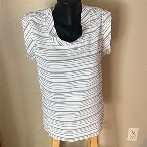 CAbi Monochrome Striped Blouse